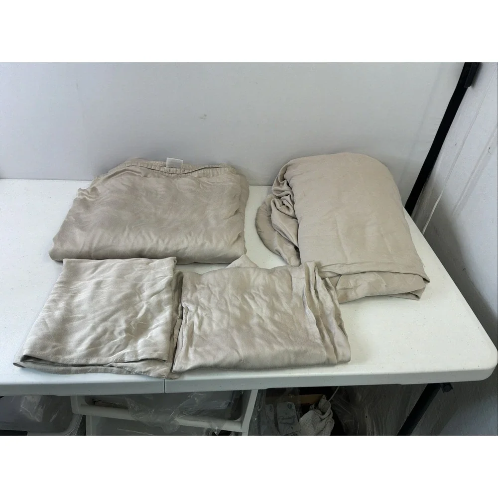 Cozy Earth Bamboo Cooling Sheet Set King Tan 4 PC 2 King Pillowcases Beige